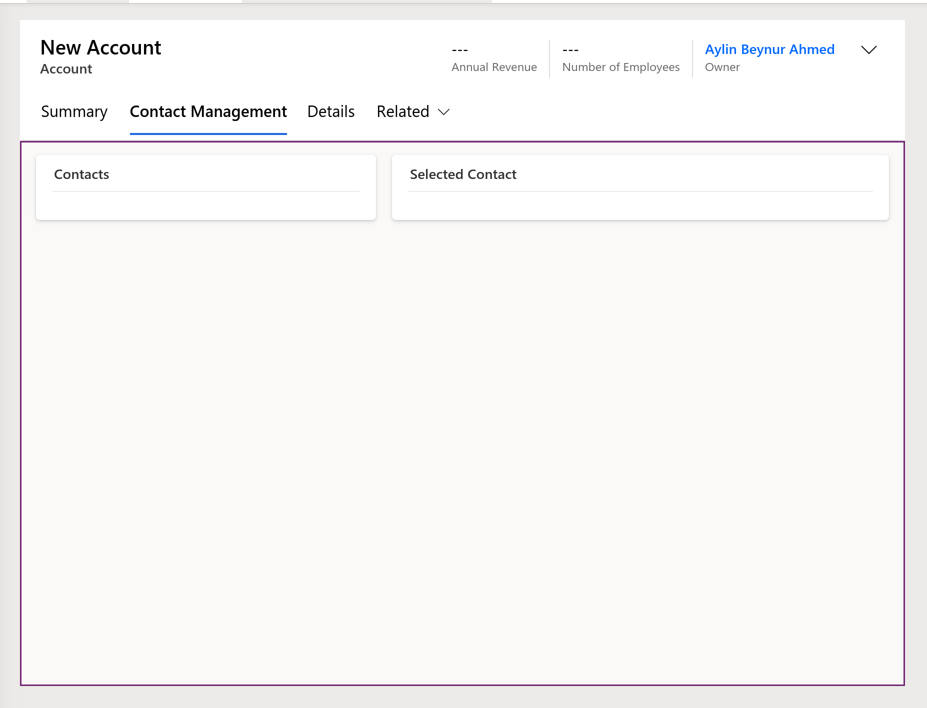 A New tab in Account Form for Contact Management
