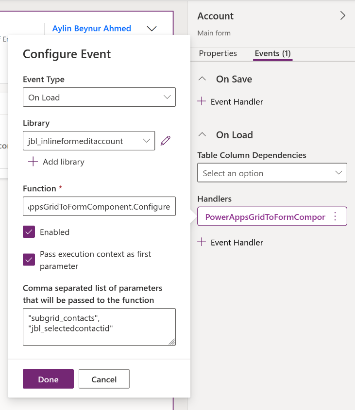 Configure Form-Onload event to bind controls